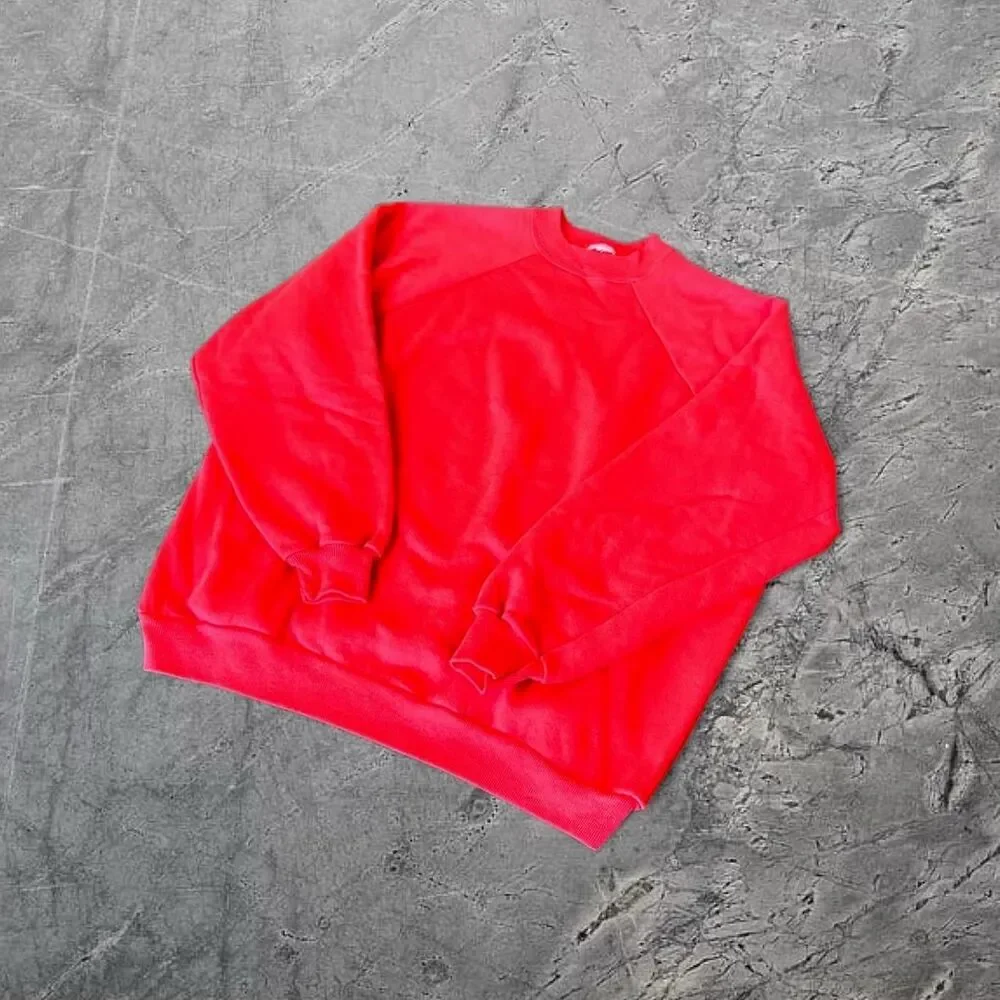 Vintage 1970s/80s bright red raglan stitch boxy crewneck